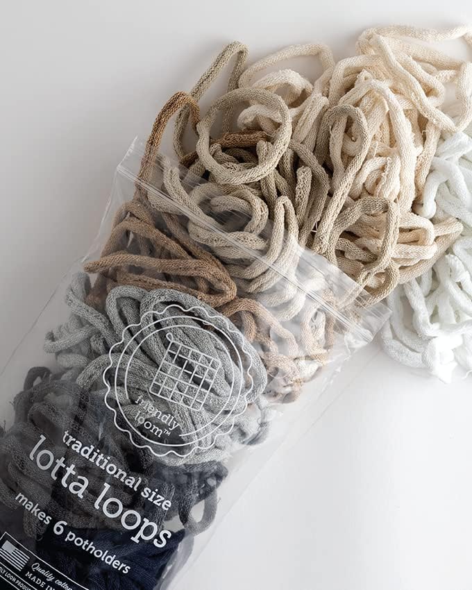 friendly loom Quality Cotton Weaving Loops in Neutral Colors – 7” Traditional Size | Weave 6 Functional Potholders | Made in The USA - Image 2